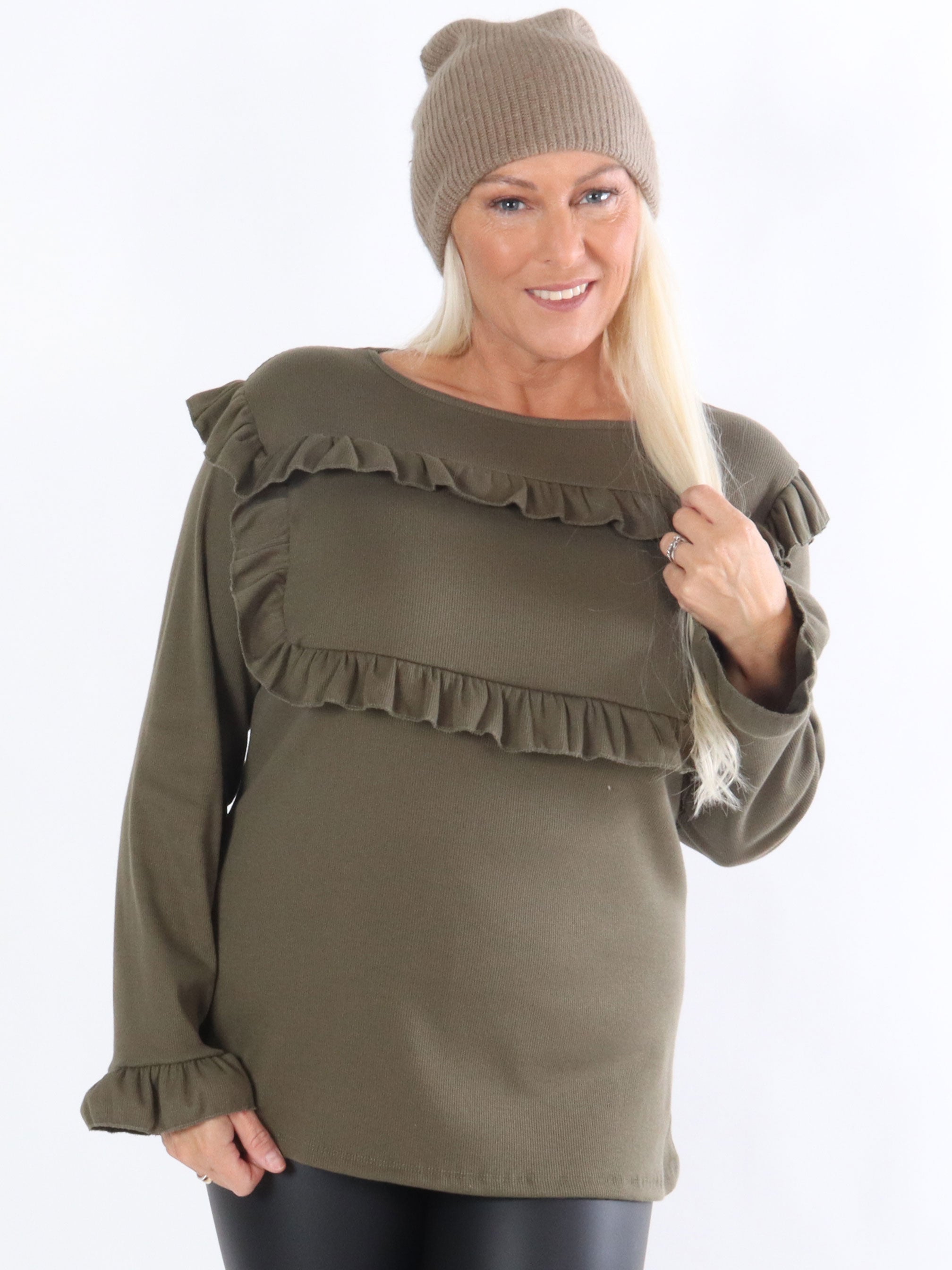 Tora - Bluse med flæsekanter henover brystet